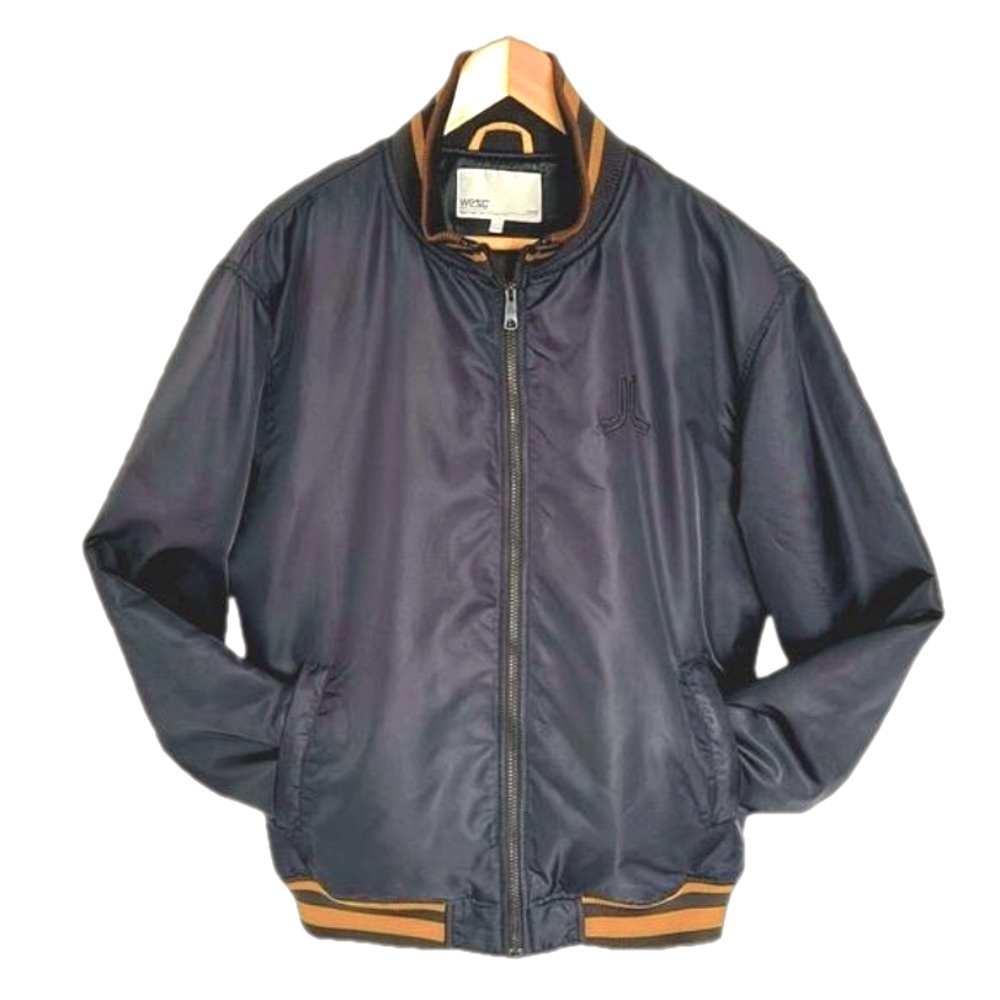 Wesc Dark Blue Bomber Jacket with Tan Trim